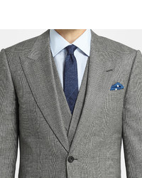 Lutwyche Grey Slim Fit Checked Wool Mohair And Cashmere Blend Three Piece Suit