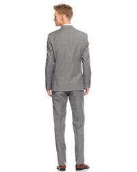 Calvin Klein X Fit Grey Plaid Vested Extra Slim Fit Suit