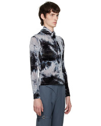 The World Is Your Oyster Blue Tie Dye Self Tie Turtleneck