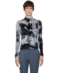 The World Is Your Oyster Blue Tie Dye Self Tie Turtleneck