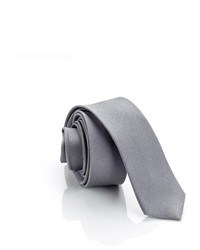 H Luzzario and Co Grey Italian Silk Slim Tie