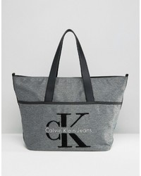 Calvin Klein Logo Gray Large Tote Bag