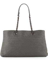 Bottega Veneta Intrecciato Double Chain Tote Bag Gray