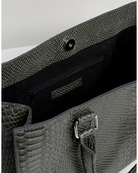 Glamorous Moc Croc Structured Tote Bag In Gray