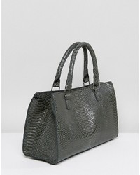 Glamorous Moc Croc Structured Tote Bag In Gray