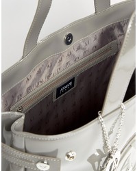 Armani Jeans Patent Tote Bag In Taupe