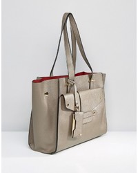 Dune Winged Tote Bag With Front Pocket Detail