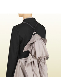 Gucci Grey Light Matte Stretch Nylon Double Breasted Trench From Viaggio Collection