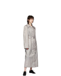 Lemaire Grey Silk Waxed Trench Coat