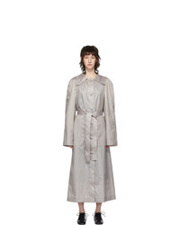 Lemaire Grey Silk Waxed Trench Coat