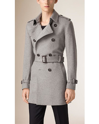 Burberry Mid Length Wool Cashmere Trench Coat