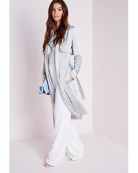 Missguided Hennie Silk Trench Coat Grey
