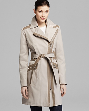 Via Spiga Trench Mixed Media Belted, $260 | Bloomingdale's | Lookastic.com