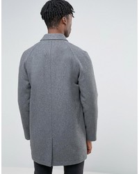 Asos Wool Mix Trench Coat In Light Gray Marl