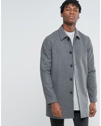 Asos Wool Mix Trench Coat In Light Gray Marl
