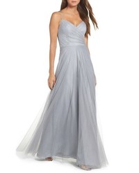 Hayley Paige Occasions Embellished Bodice Net Halter Gown