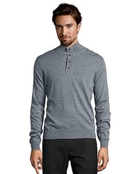 Cullen Black Merino Wool Mock Turtleneck Sweater