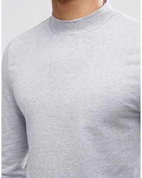 Asos Brand Muscle Long Sleeve T Shirt With Turtleneck In Gray