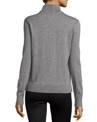 Carolina Herrera Classic Cashmere Turtleneck Sweater Dark Gray