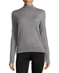 Carolina Herrera Classic Cashmere Turtleneck Sweater Dark Gray