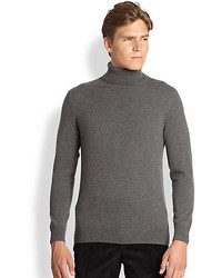 Saks Fifth Avenue Collection Tipped Cashmere Turtleneck