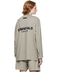 Essentials Gray Cotton Long Sleeve T Shirt