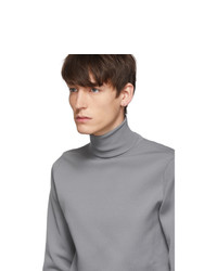 Jil Sander Grey Flyer Patch Turtleneck Sweater