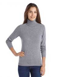 Magaschoni Grey Melange Cashmere Turtleneck Sweater
