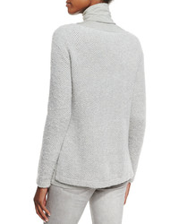 Ralph Lauren Black Label Herringbone Long Sleeve Sweater Pale Gray