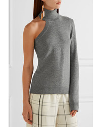 Michael Kors Michl Kors Collection One Shoulder Cashmere Turtleneck Sweater Gray