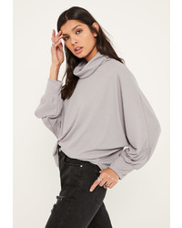Missguided Grey Turtleneck Batwing Sweater