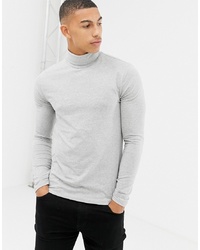 United Colors of Benetton Muscle Fit Turtle Neck With Stretch Top In Grey