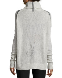 Rag & Bone Philipa Knit Cashmere Turtleneck Sweater Light Gray