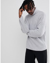 ASOS DESIGN Relaxed Fit Roll Neck Jumper In Grey