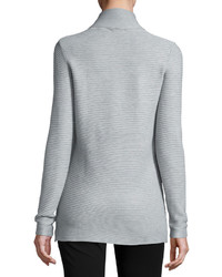 Neiman Marcus Ribbed Turtleneck Sweater Light Heather Gray