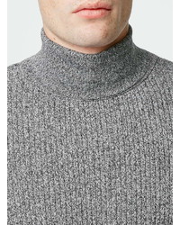 Topman Salt And Pepper Wide Rib Turtle Neck Sweater