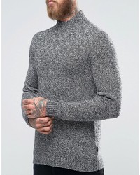 Ted Baker Turtleneck Sweater In Salt N Pepper Yarn