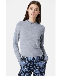 Topshop Unique Embroidered Mock Neck Jersey Sweater