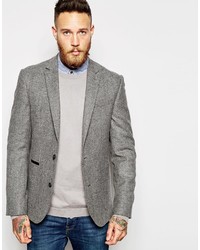 Asos Brand Slim Suit Jacket In Tweed