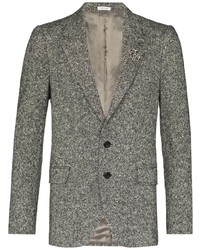 Alexander McQueen Brooch Embellished Tweed Blazer