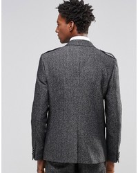 Asos Wedding Slim Suit Jacket With Eppaulettes In Tweed