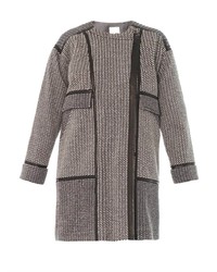 Rebecca Taylor Leather Trim Tweed Coat