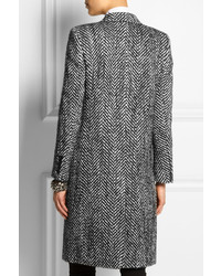 Saint Laurent Wool And Mohair Blend Tweed Coat