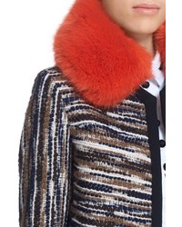 Carven Faux Fur Collar Tweed Jacket
