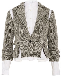 Sacai Herringbone Wool Blend Tweed Jacket