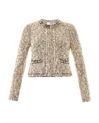 Rebecca Taylor Embellished Neckline Tweed Jacket