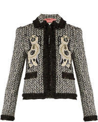 Gucci Spaniel Appliqu Ruffle Trimmed Tweed Jacket