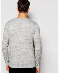 Asos Brand V Neck Sweater In Gray Cotton