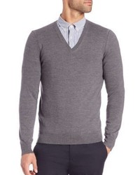 Burberry Brit Dockley Merino Wool V Neck Sweater