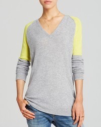 Aqua Cashmere Sweater Colorblock V Neck